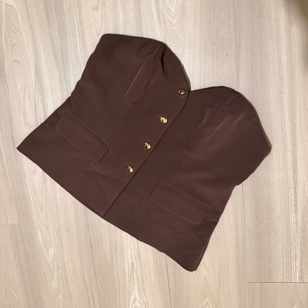 Sincerely Jules Chocolate Brown Strapless Corset Top NWT Gold Button Size L